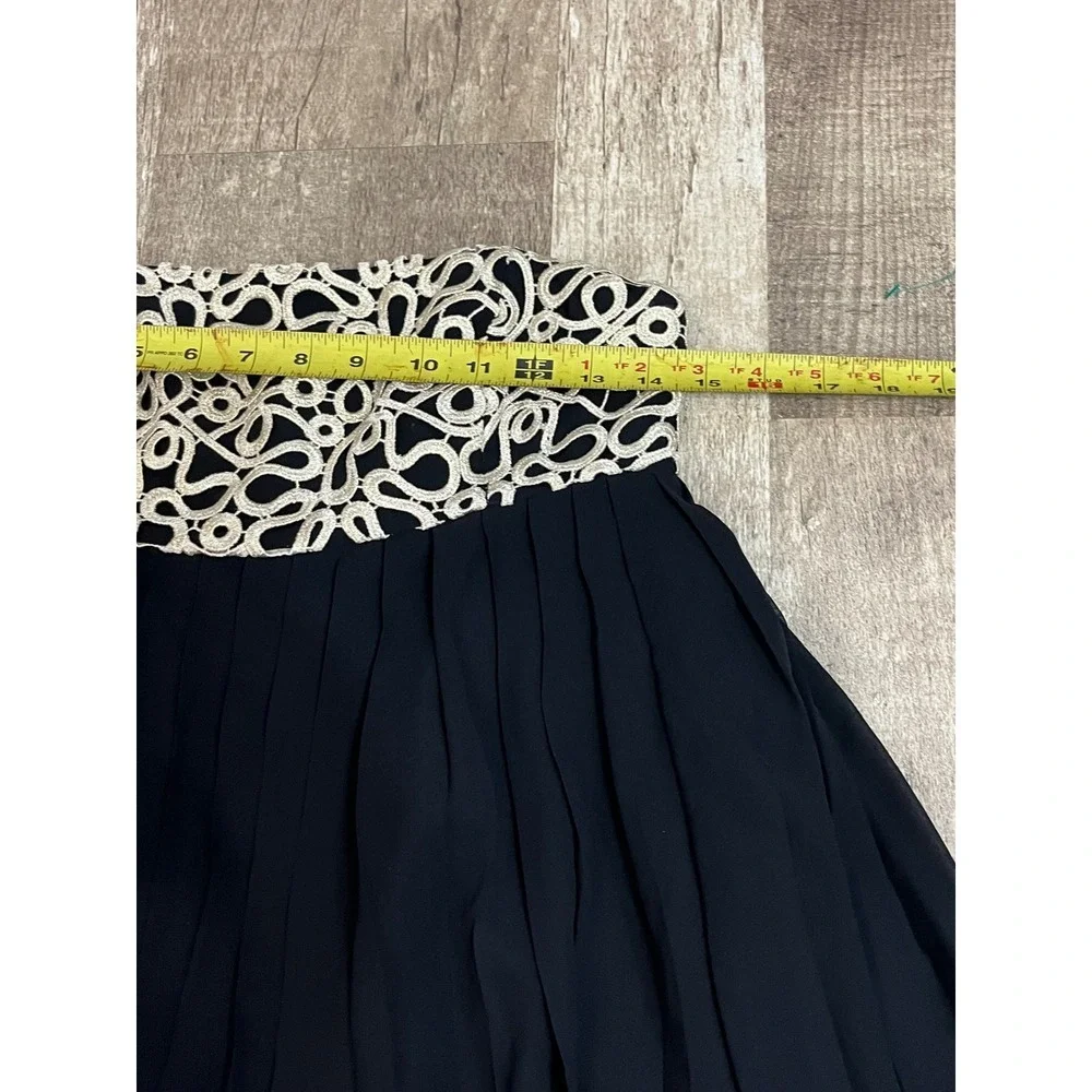 Lilly Pulitzer Strapless Dress Black Gold Trim Pleated Silk  Size‎ 2 - Picture 7 of 7